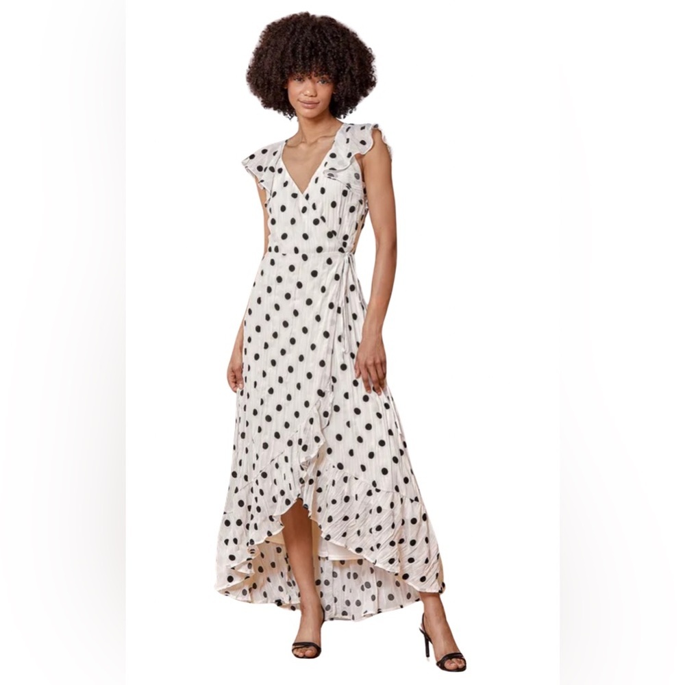 NWT Lulu's polka dotted wrap around midi length dress size XS‎